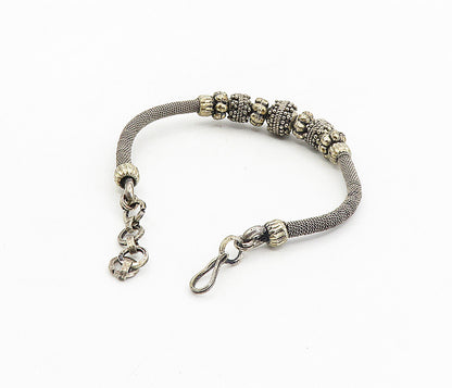 925 Sterling Silver  Vintage Antique Beaded Wire Twist Bangle Bracelet  BT3976