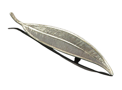 BEAU 925 Sterling Silver Vintage Oxidized Single Feather Brooch Pin BP3124