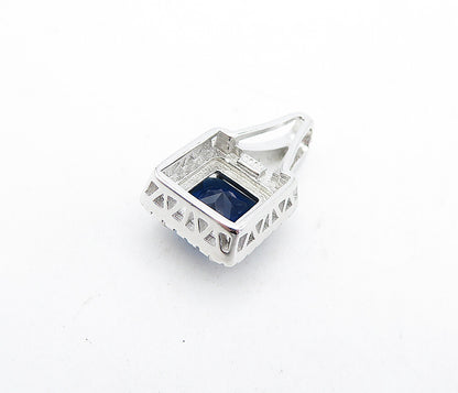 925 Sterling Silver  Blue Topaz & Sparkling Cubic Zirconia Pendant  PT3578