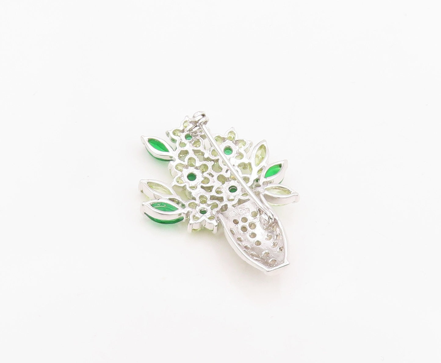 925 Sterling Silver Vintage Brooch Multi Gemstone Floral Bouquet Pin  BP12092