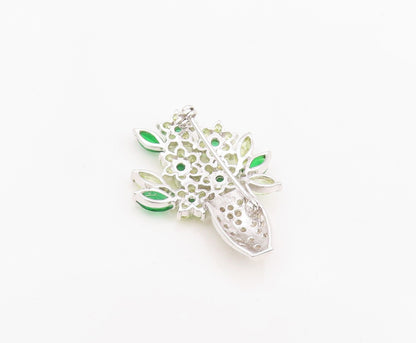 925 Sterling Silver Vintage Brooch Multi Gemstone Floral Bouquet Pin  BP12092