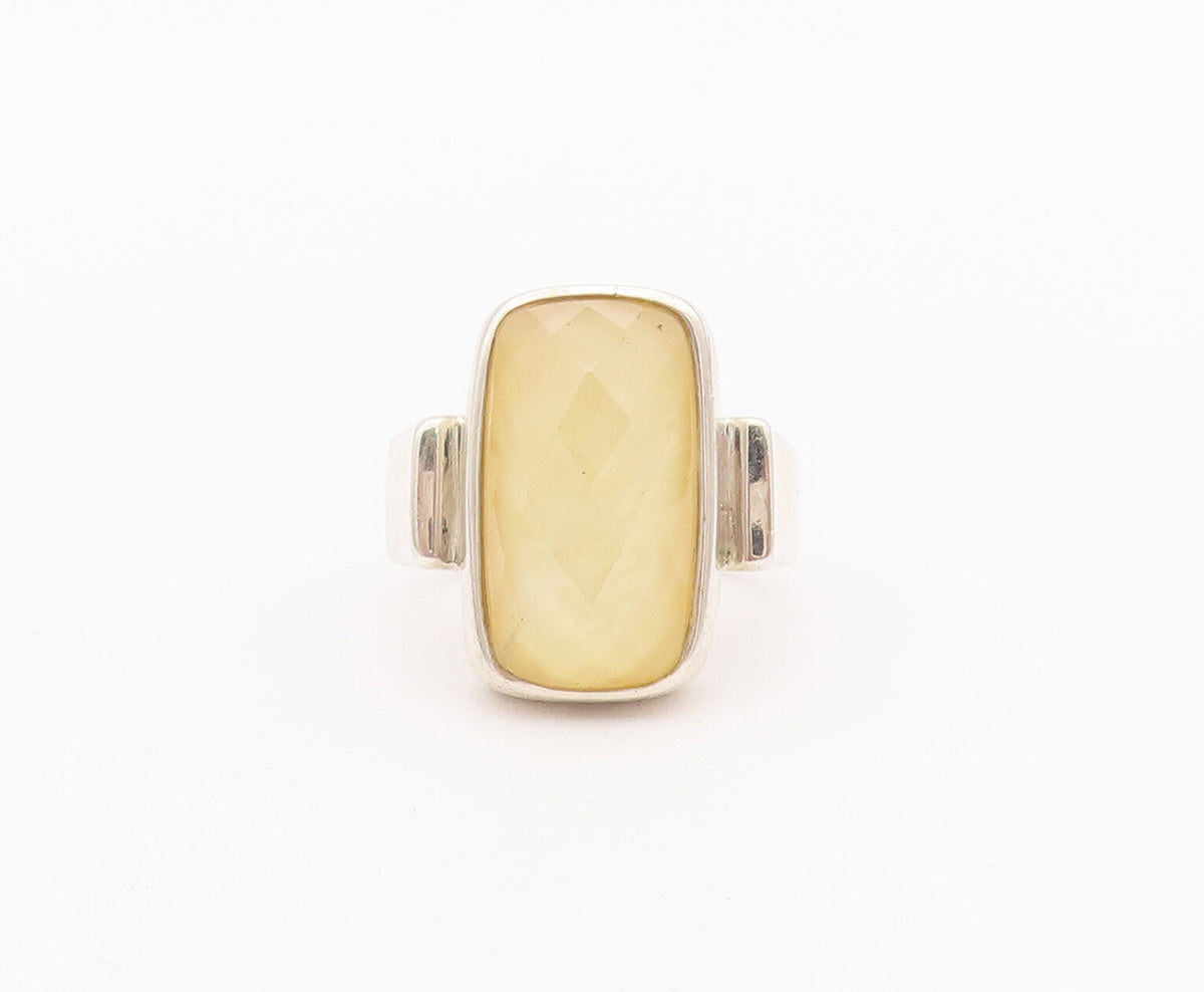 925 Sterling Silver Vintage Ring WHITNEY KELLY Rectangle Glass Sz 10.5  RG27959