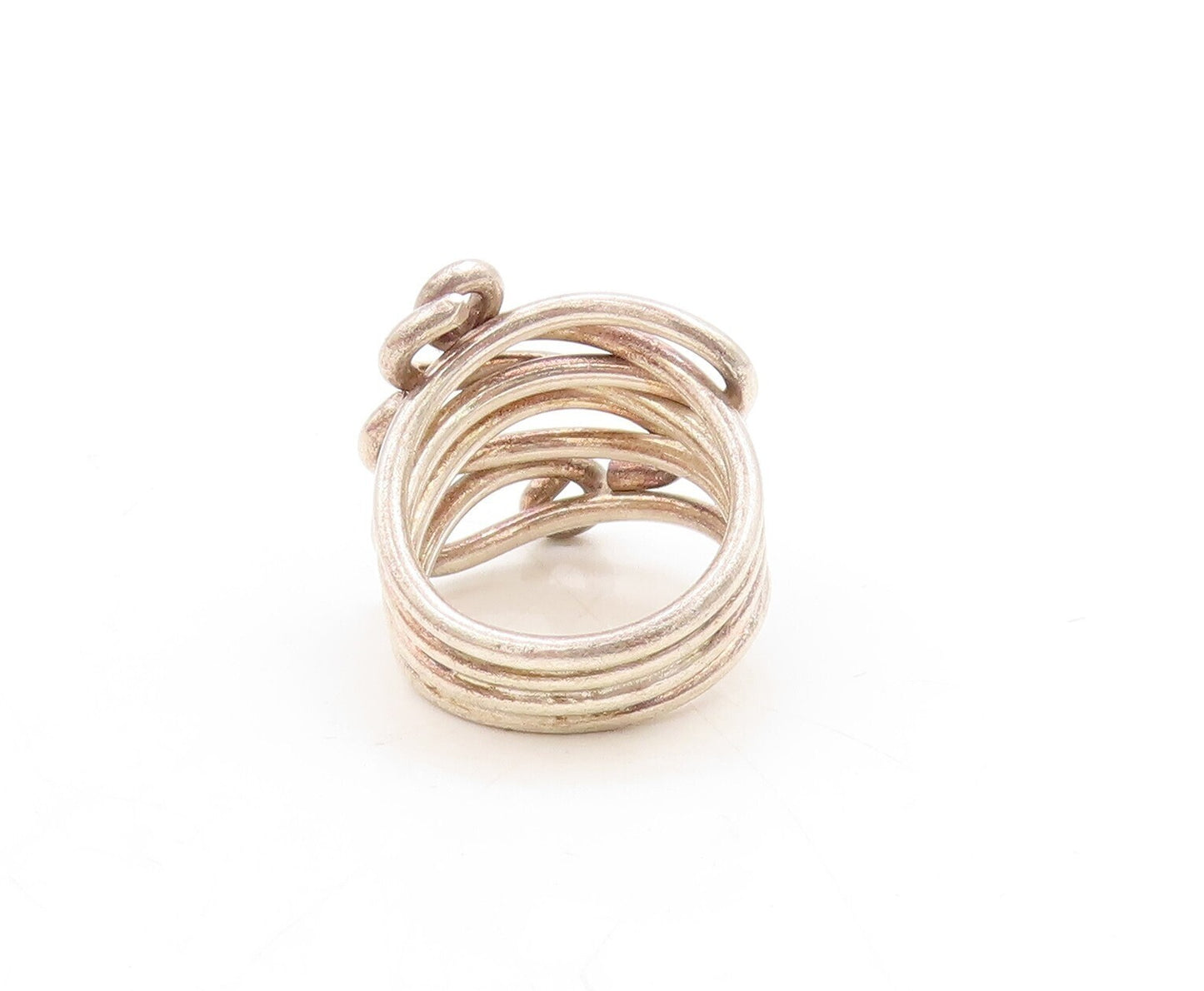 925 Sterling Silver Vintage Ring Brutalist Solid Cutout Swirls  Sz 6.5  RG31298