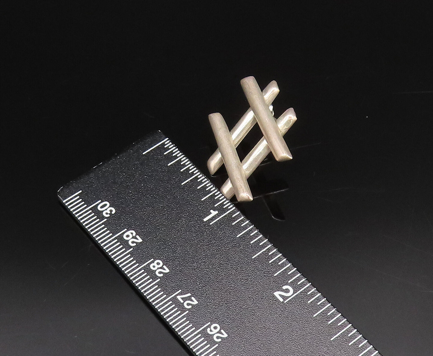 MEXICO 925 Silver  Vintage Fashion Tic Tac Toe Hashtag Stud Earrings  EG12199