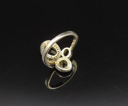 925 Silver  Vintage Gold Plated Cubic Zirconia Open Circles Ring Sz 6  RG26029