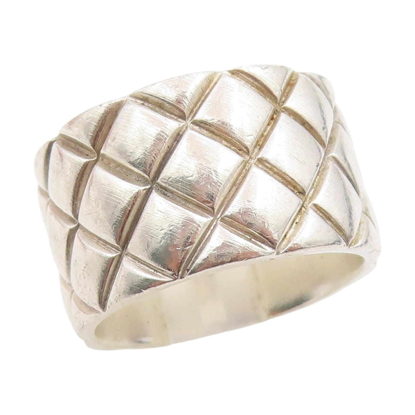 925 Sterling Silver Vintage Ring MICHAEL DAWKINS Quilted Band  Sz 6.5  RG34108