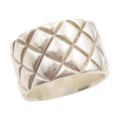 925 Sterling Silver Vintage Ring MICHAEL DAWKINS Quilted Band  Sz 6.5  RG34108