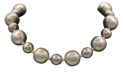925 Sterling Silver  Vintage Shiny Textured Ball Beaded Chain Necklace  NE2934