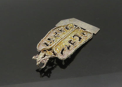 925 Sterling Silver Vintage 10 Commandments Cutout Religious Pendant PT18049
