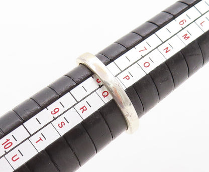 925 Sterling Silver Vintage Ring Round Cut Orange Cat's Eye  Sz 8  RG31325