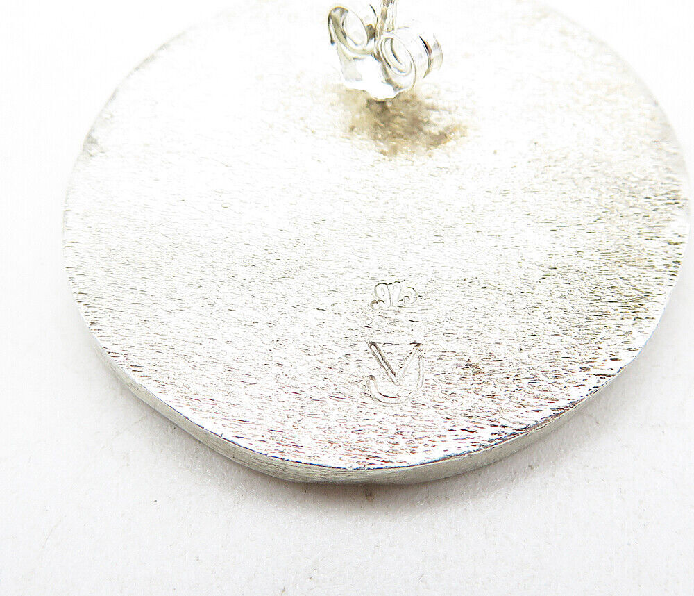 925 Sterling Silver  Vintage Modernist Etched Animal Drop Earrings  EG3813