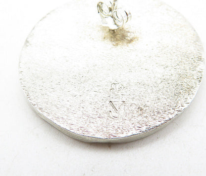 925 Sterling Silver  Vintage Modernist Etched Animal Drop Earrings  EG3813