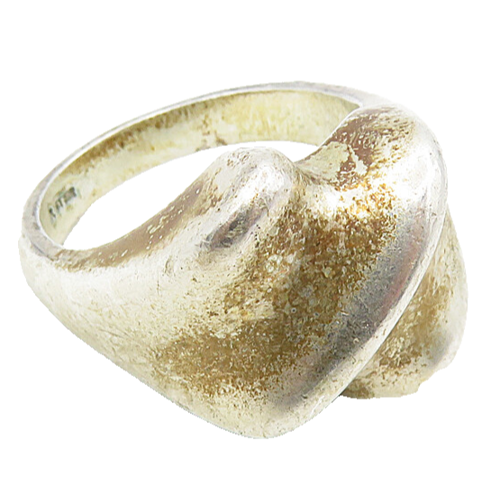925 Sterling Silver  Vintage Shiny Fluted Dome Design Band Ring Sz 6  RG8974
