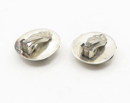 MEXICO 925 Sterling Silver  Vintage Two Tone Dome Non Pierce Earrings  EG6038