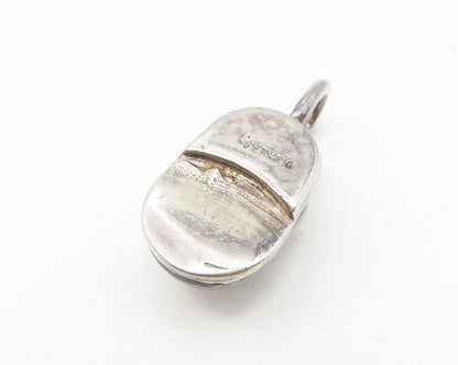 925 Sterling Silver  Vintage Shiny Old Fashioned Laced Shoe Pendant  PT8922