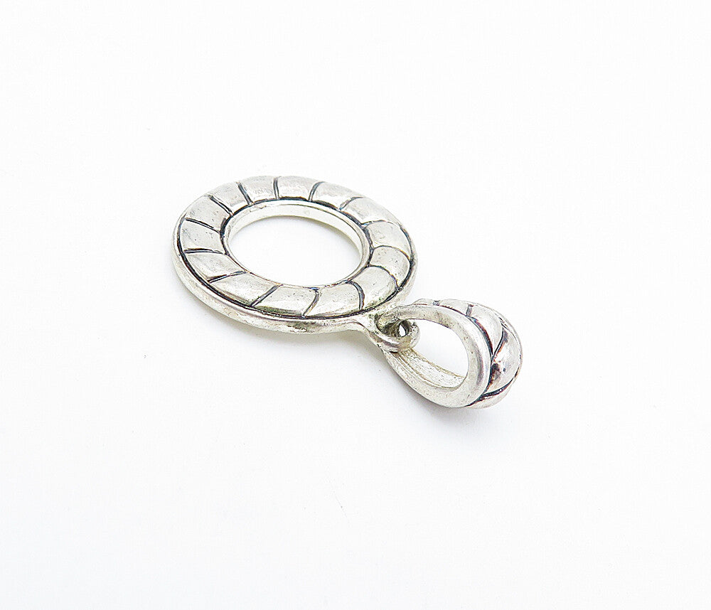 925 Sterling Silver  Vintage Petite Fluted Open Circle Drop Pendant  PT2959