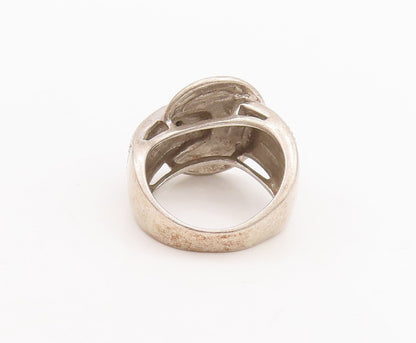 925 Sterling Silver Vintage Ring Designer Pass Through Topaz Circle Sz 6 RG28720