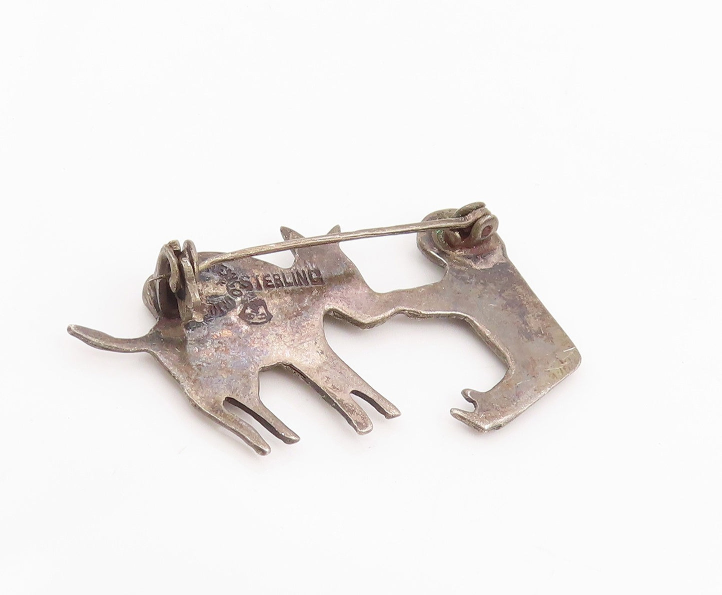 925 Sterling Silver Vintage Brooch Pin MEXICO Man Leading A Donkey  BP12349