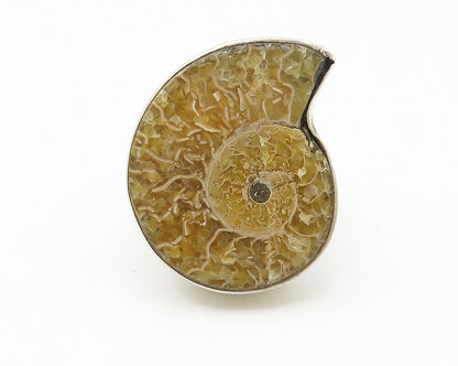 925 Sterling Silver  Vintage Ammonite Fossil Snail Cocktail Ring Sz 6  RG10742