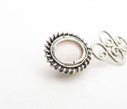 925 Sterling Silver  Vintage Cabochon Cut Quartz Twist Dangle Earrings  EG3477