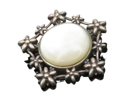 BOMA 925 Sterling Silver  Vintage Mother Of Pearl Floral Brooch Pin  BP4877