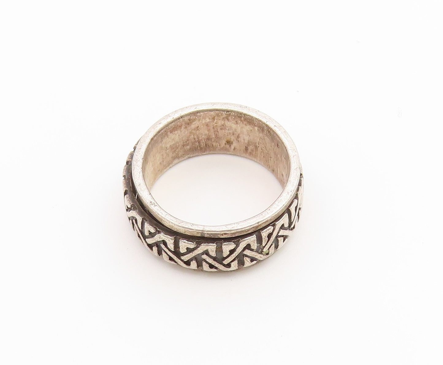 925 Sterling Silver Vintage Ring Celtic Knotwork Spinner Band  Sz 6.5  RG36773