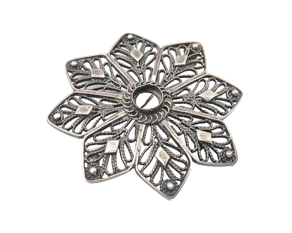 925 Sterling Silver  Vintage Dark Tone Open Twist Flower Brooch Pin  BP4237