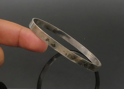 SJ IRELAND 925 Silver  Vintage Stamped Pattern Round Bangle Bracelet  BT8804