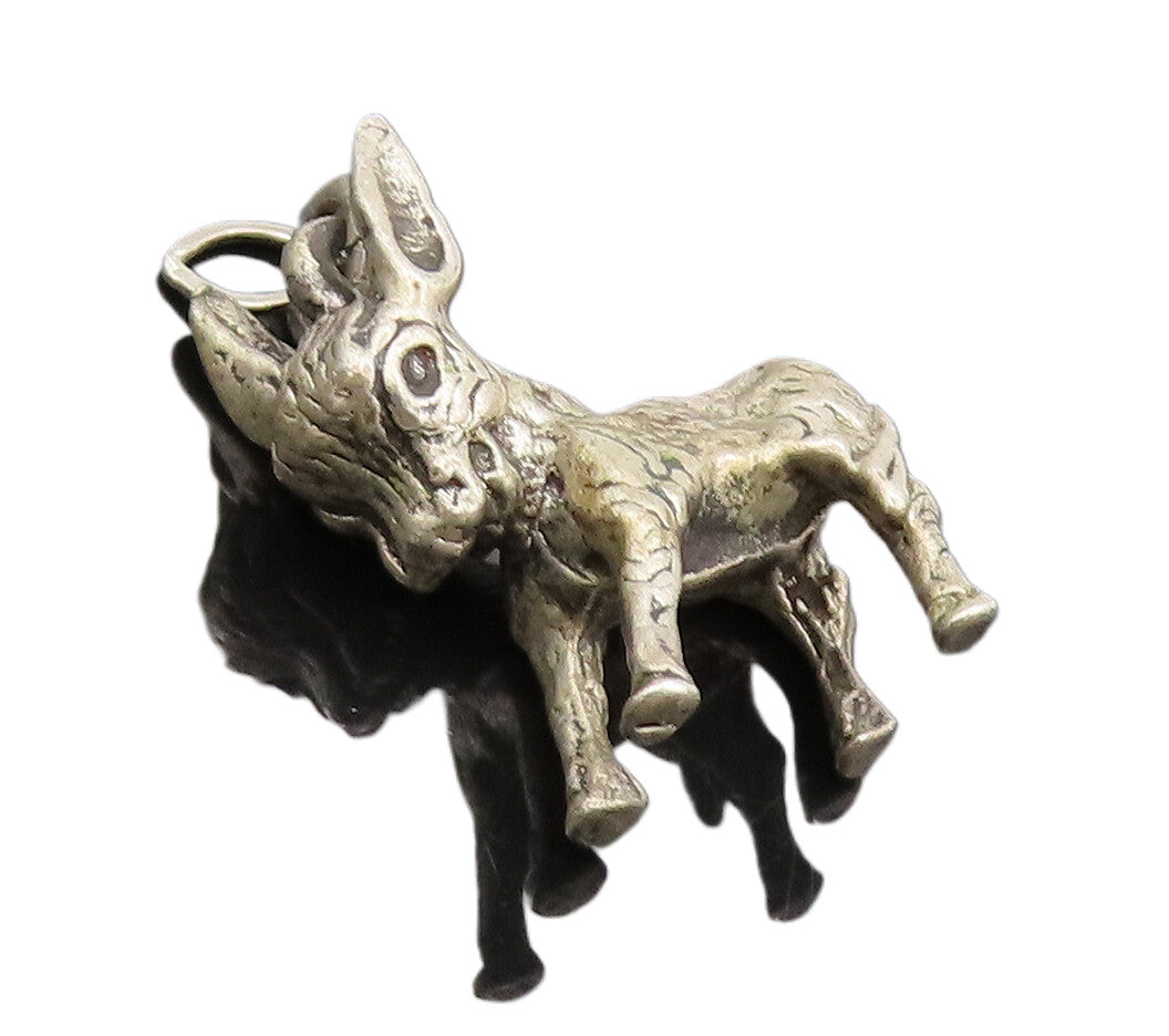 925 Sterling Silver  Vintage Mini 3D Carved Baby Cow Charm Pendant PT22237