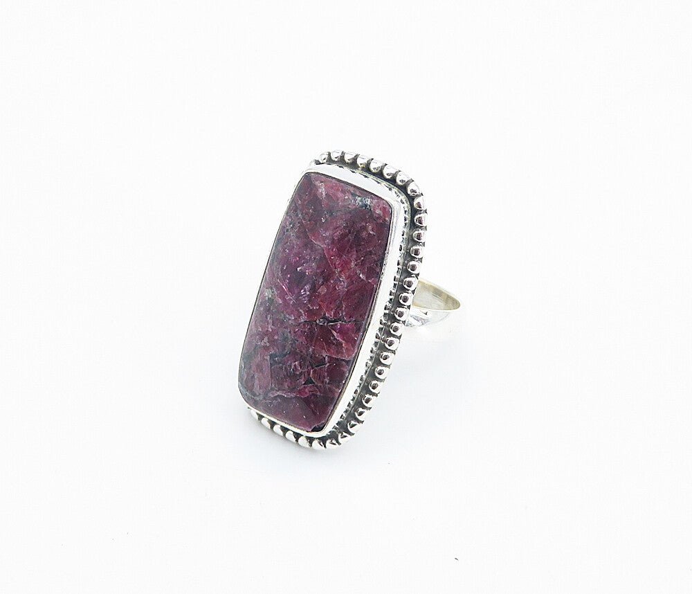 925 Sterling Silver Cabochon Cut Jasper Square Cocktail Ring Sz 6 RG8523