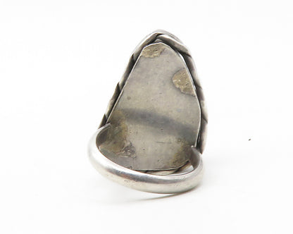 925 Sterling Silver  Vintage Jasper Twist Trim Cocktail Ring Sz 3.5  RG12710