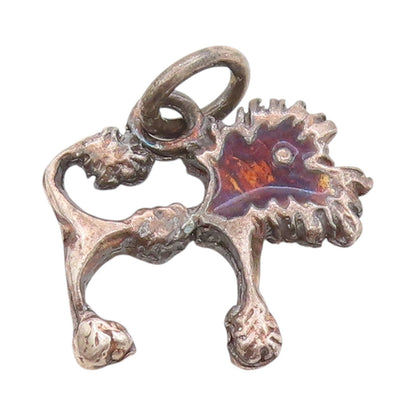 925 Sterling Silver Vintage Pendant Dark Tone Carved Poodle Charm  PT24531