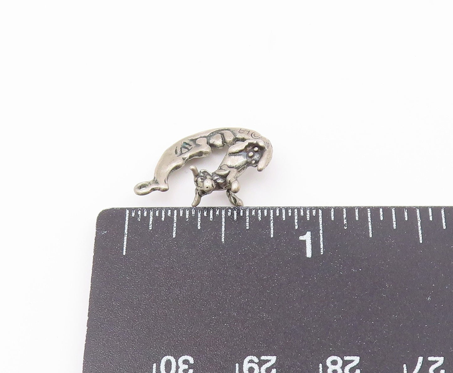 925 Sterling Silver  Vintage Petite Bull & Crescent Moon Face Pendant  PT18518