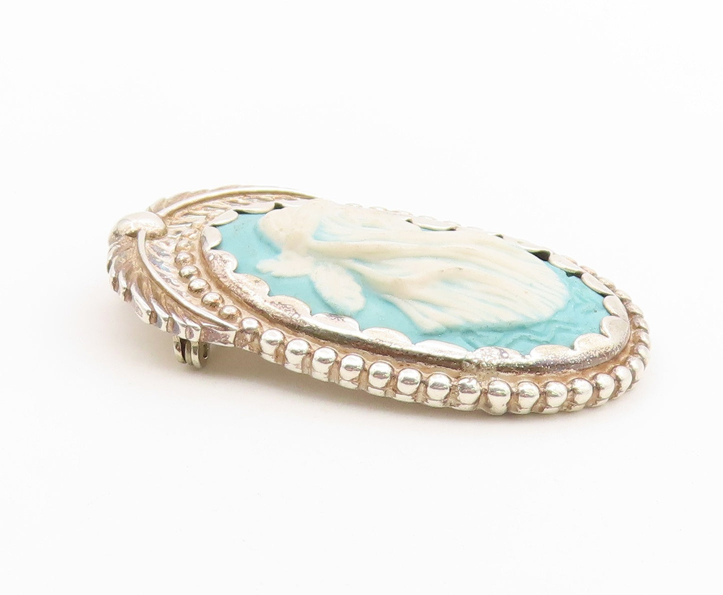 925 Sterling Silver Vintage Brooch Pin CAROLYN POLLACK Cameo Portrait  BP12661