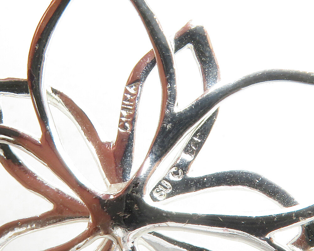 925 Sterling Silver  Shiny Polished Open Flower Motif Drop Pendant  PT10077
