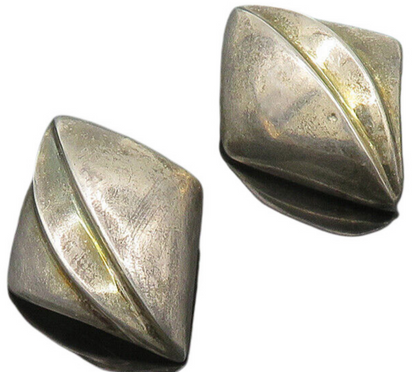 BAYANIHAN 925 Silver & 14K GOLD  Vintage Modernist Drop Earrings  EG10582