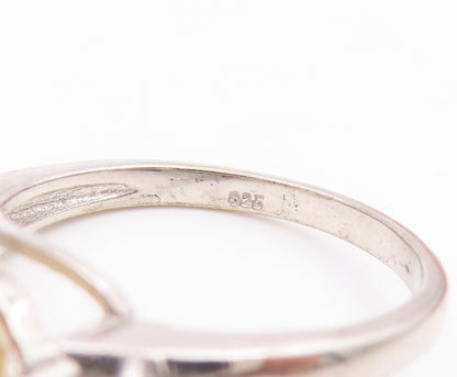 925 Sterling Silver Vintage Ring Elegant Citrine Statement Band  Sz 7.5  RG36135