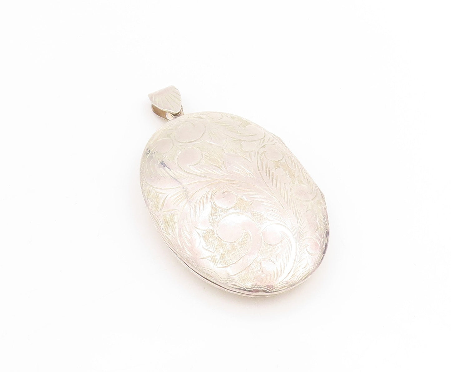 925 Sterling Silver Vintage Pendant Large Engraved Floral Locket OPENS  PT25249