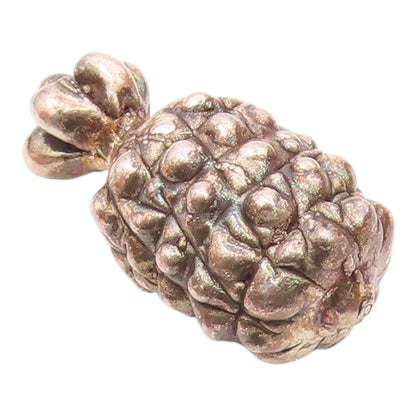925 Sterling Silver  Vintage Hollow Pineapple Fruit Motif Pendant  PT19646