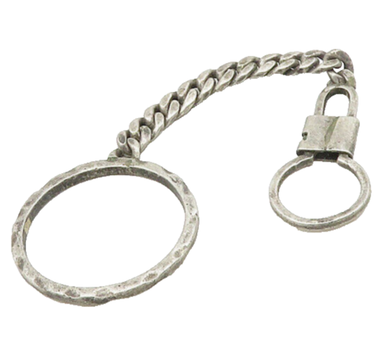 925 Sterling Silver  Vintage Dark Tone Open Circle Curb Link Key Chain  TR2407