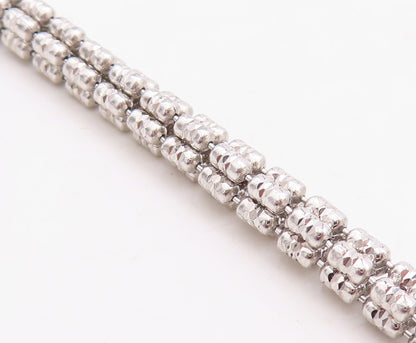 925 Sterling Silver Vintage Necklace Designer Beaded Cuboids Carved Chain NE4334