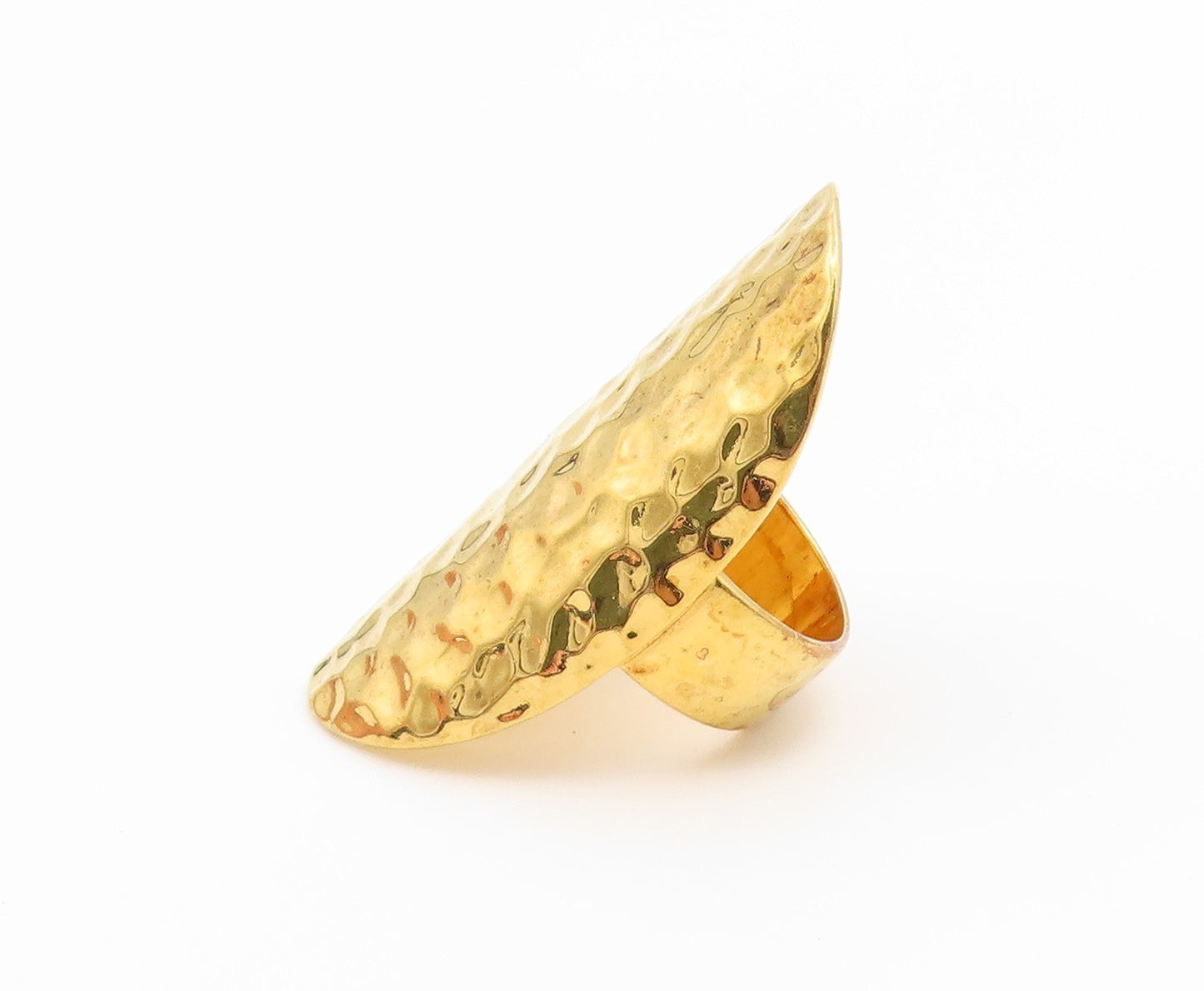 925 Sterling Silver Vintage Ring Gold Plated Hammered Shield Band  Sz 6  RG36947