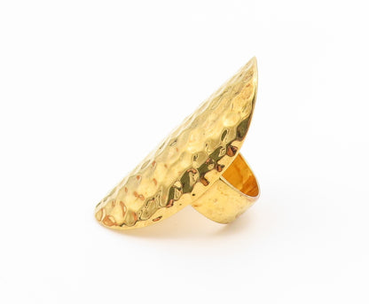 925 Sterling Silver Vintage Ring Gold Plated Hammered Shield Band  Sz 6  RG36947