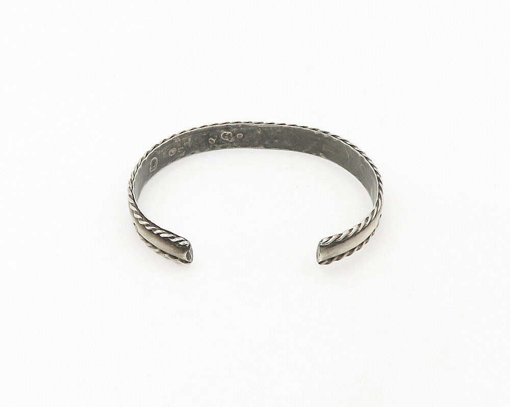 SOUTHWESTERN 925 Silver Vintage Etched Pattern Twist Cuff Bracelet BT7136