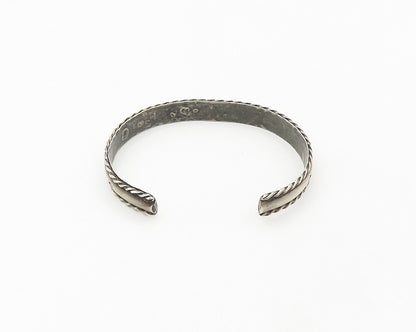 SOUTHWESTERN 925 Silver Vintage Etched Pattern Twist Cuff Bracelet BT7136