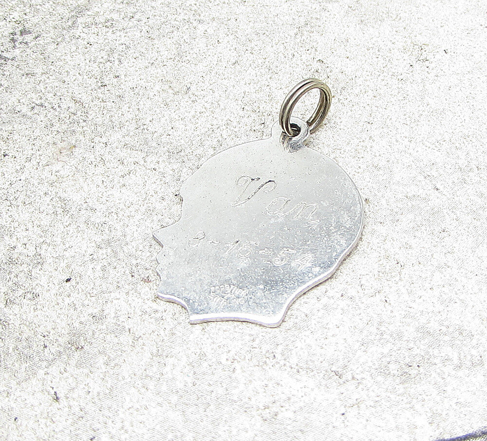 925 Sterling Silver  Boy Face Profile Charm Pendant  PT1111