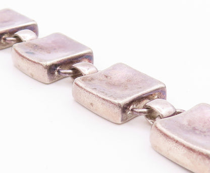 925 Sterling Silver Vintage Bracelet Antique Dark Tone Cubes Linked  BT11313