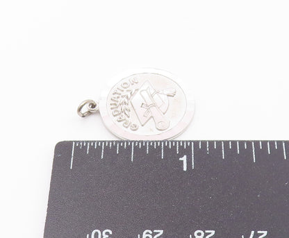 925 Sterling Silver  Vintage Hammered Border Graduation Medal Pendant  PT20914