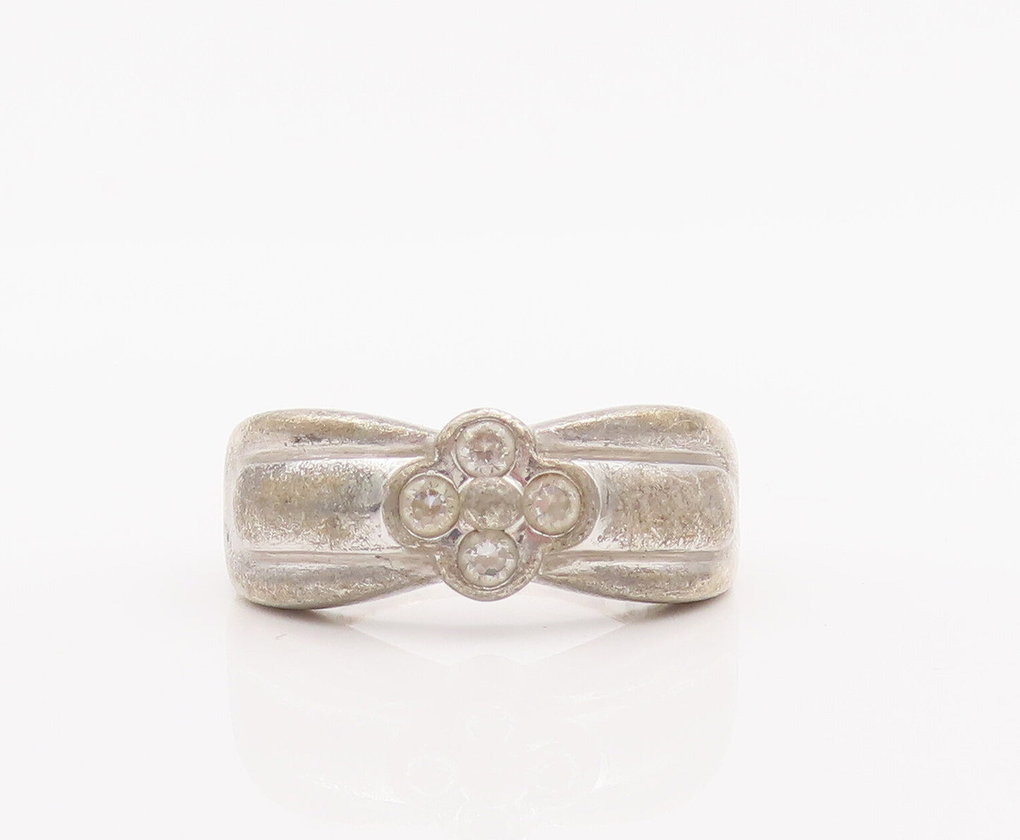925 Sterling Silver Vintage Ring JOIELLE Solid Carved Topaz Flower Sz 6  RG27881