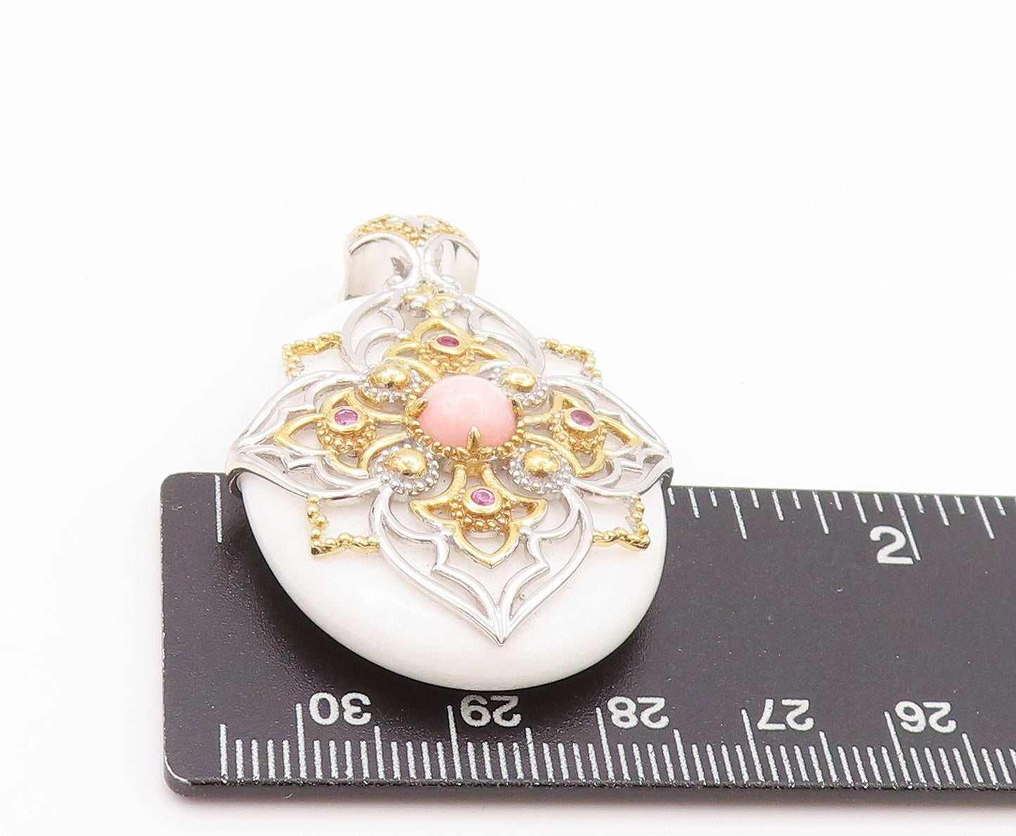 925 Sterling Silver Vintage Pendant MICHAEL VALITUTTI Floral Gemstones  PT24047